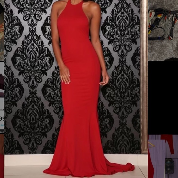 Red Halter and Backless Dress - Picture 1 of 4